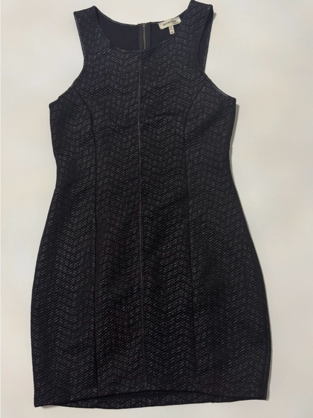 Monteau Black Textured Sleeveless Mini Dress size M